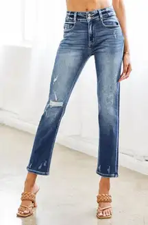 Kancan High Rise Distressed Skinny Straight Leg Denim Jeans KC9253D Size‎ 9/28