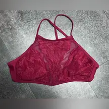 Xhilration Maroon High Neck Bikini Top