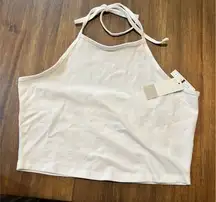 BP Halter Top Sleeveless Crop‎ Tank Casual Basic White Size L