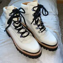 Marc Fisher Idaran lugsole white combat hiker lace up boots 10
