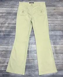 Roberto Cavalli Beige Gold Flare Monogram Button Patch Pockets Mid Rise Pants 42