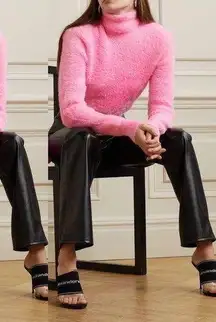 Alexander Wang Prism Pink Fuzzy Faux Fur Turtleneck Sweater