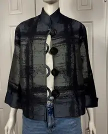 CAROLINE ROSE Cotton blend Elegant Black and Gray Women's Blazer SZ Small