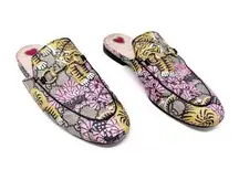 GUCCI Princetown Loafers Mules with Tiger Pink Floral Print Size EU 36.5 US 6.5
