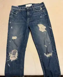 MOTHER Denim Superior Dark Distressed Jeans