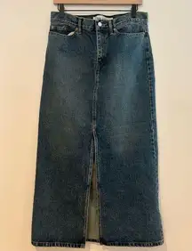 Gap Jeans Y2K Vintage Maxi Denim Skirt Womens Size 8 Front Slit 2000s Style