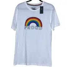 Brand T-shirt, Proud, Embroidered Rainbow Tee, LGBTQ