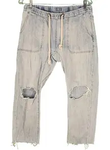 One Teaspoon Womens Shabbies‎ Drawstring Crop Jeans Small - STAIN