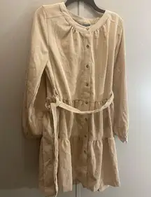 Simply southern NWT large tan khaki tiered belted corduroy dress