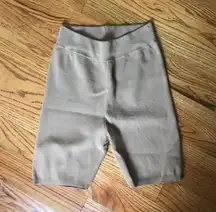 Aritzia Wilfred Tan Knit Biker Shorts