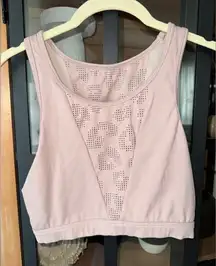 Varley Terri sports bra high neck laser cut cheetah cropped tank top workout