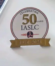 IASLC Brooch Pin Lung Cancer 50 Years Member Metal Enamel Backpack Bag Badge NEW