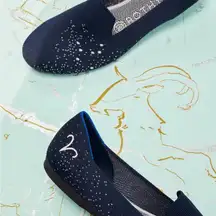 Rothy's zodiac Aries Blue Flats with Sparkly Embellishments