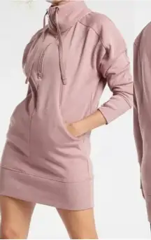 Athleta Dress Womens XS Pink Cozy Karma 1/4 Zip Fleece Lined Cozy‎ Sweatshirt