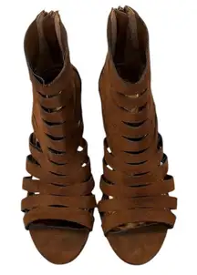 Carlos Santana Polly size 9.5 fabric zip back heeled sandals GUC No box