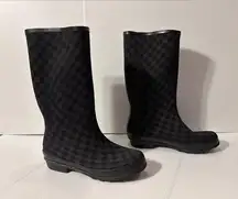 L.L. Bean Willie checkered tall rain boots women size 10