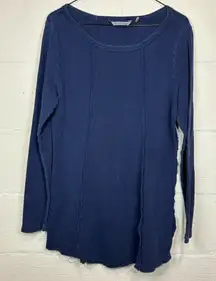 Soft Surroundings Woman’s Navy Blue Lightly Distressed Long Sleeve Shirt Medium