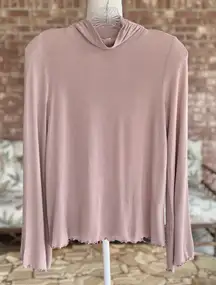 BP Top Mauve Ruched Mock Neck Bell Sleeve Knit Top XS Casual Party Work Everyday