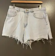 Zara Denim Shorts Womens 10 Light Wash Blue High Rise Cutoff Frayed Hem
