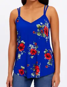 Papermoon Basima Back Detail Knit Top – Cobalt Floral – Size LP (EUC)