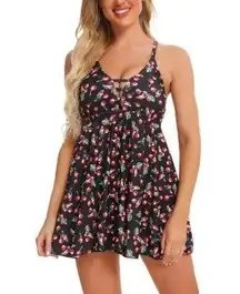 Cherry Cherries Swimdress Tankini Top With Shorts Swimsuit Size Med NWT #1091