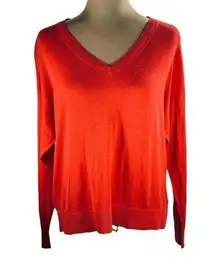 Elizabeth and James Cherry Red Long Sleeve V-Neck Sweater Size S Small
