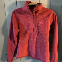 The North Face Women's Red/Pink Quarter Zip Fleece Pullover, Size Small