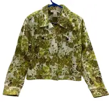 c.l.o.t.h.e.s  Fashion Jacket. Women Size Small Denim Fabric Floral Print.