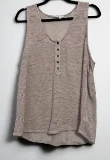 Melrose‎ and Market oatmeal and red striped henley tank top 1X
