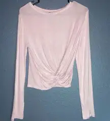 Splash top pink Shirt Women’s size medium Cross wrap long sleeve transparent*