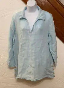 St tropes side buttons linen shirt L