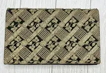 Vintage Black Velvet Embroidered Evening Bag Clutch India Silver And Gold Thread