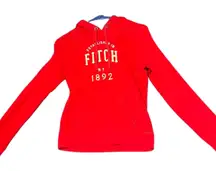 Abercrombie‎ Fitch Hoodie Womens Small Red Pullover Embroidered Logo Y2K Casual
