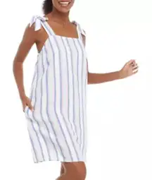 Crown Ivy Medium Dress Striped Tie Strap Dress Beach Clouds White Blue‎ Red 854