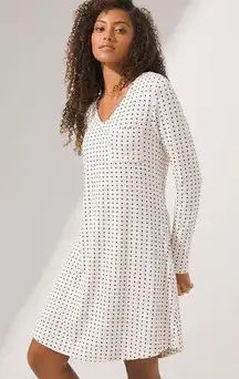 Soma Cool Nights Long Sleeve Sleepshirt White With Black Polka Dots Size M NWT