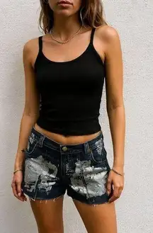 Urban Outfitters Rag Union x Lee Metallic Paint Splatter Denim Shorts Size 32