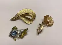 Lot Of 3 Brooch Pins Vintage - Modern 1 Sarah Cov / 1 Monet Fish