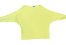 CECELIA bright yellow ribbed sweater size medium dolman sleeves boat neck