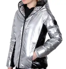 🛍️Body Glove Hooded Down Parka Coat. Small. Silver Metallic. NWT