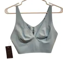 Auden Luxury Collection Bonded Microfiber Plunge Bralette Unlined Blue Small