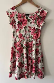 Wet Seal Pink Peony Floral Fit and Flare Dress