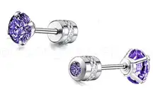 Dark Purple CZ Double Ended Cartilage Earrings
