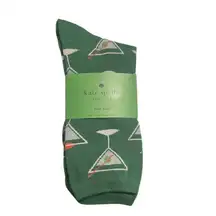 Kate Spade Green Black Crew Socks Set of 3 New