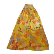 C&C California Tropical Bright Print Halter Maxi Sun Dress Linen‎ Blend S