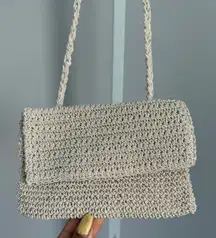 Paloma Wool Woven Baguette Purse Beige Cotton Viscose Clutch Shoulder Bag