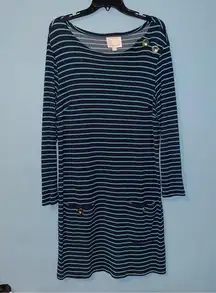 STS Sail to Sable Striped Nautical Jersey Dress with Patch Pockets Size Large