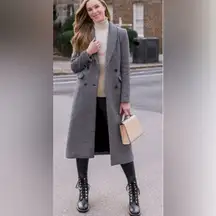 Reformation Coat Women's Small Houndstooth - Longline Wool Blend Double Breasted