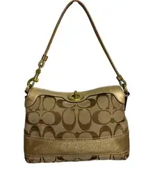 Coach  Brown and Gold Signature Canvas Mini Purse / Wristlet