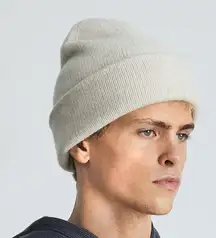 Everlane Felted Merino Wool Beanie Hat Heathered Oat Soft Warm One Size NWT