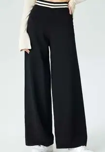 Cider Black Knit Wide Leg Casual Pants